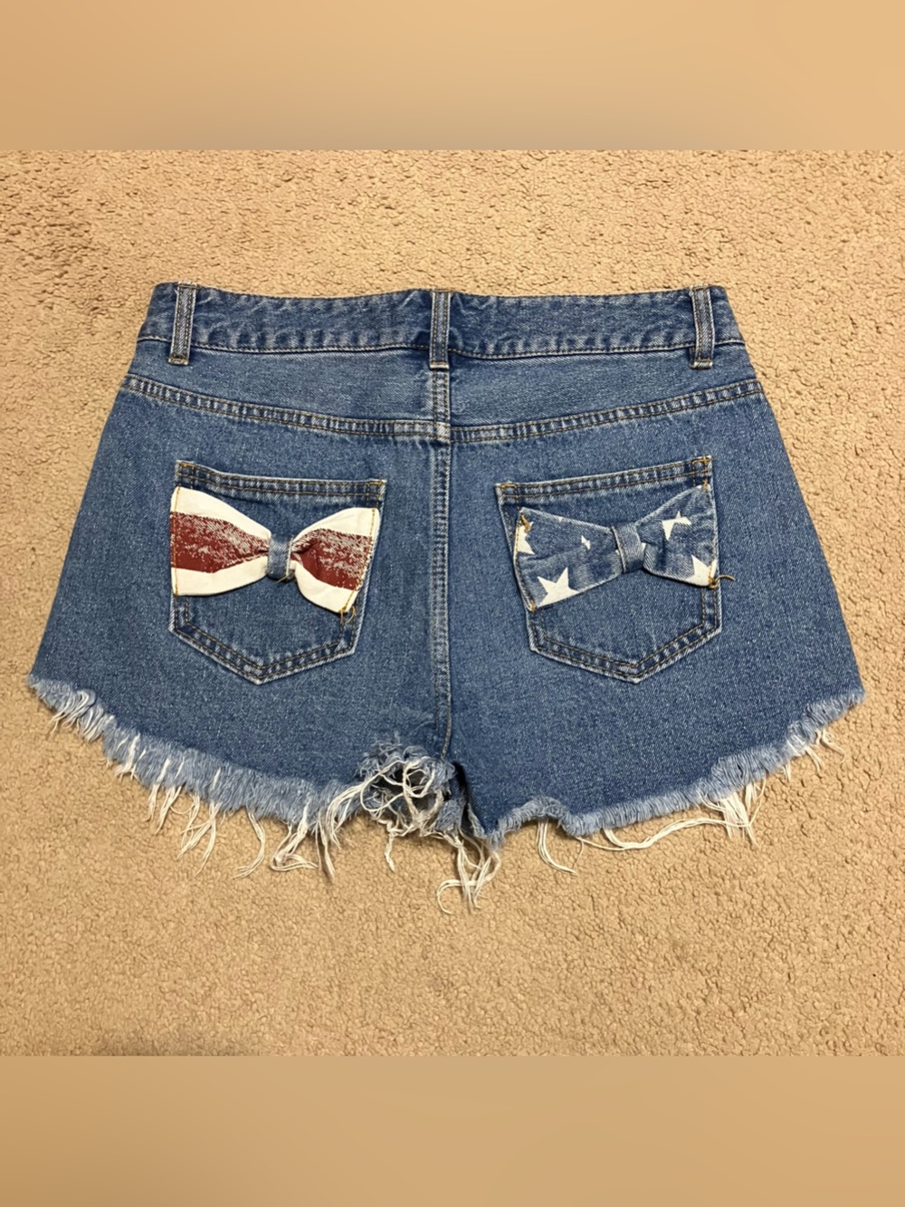 Refuge denim cut off jean‎ shorts Americana bow detail women’s Sz 8